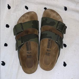 New Green Camo Birkenstocks. Women’s size 37.